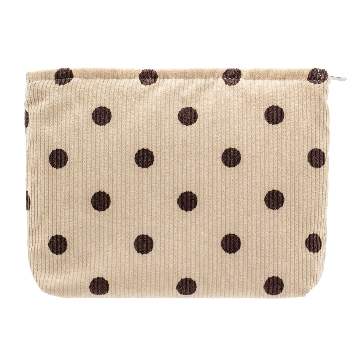 Trousse de maquillage plat PAZIMIIK beige à pois vue de face
