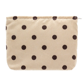 Trousse de maquillage plat PAZIMIIK beige à pois vue de face