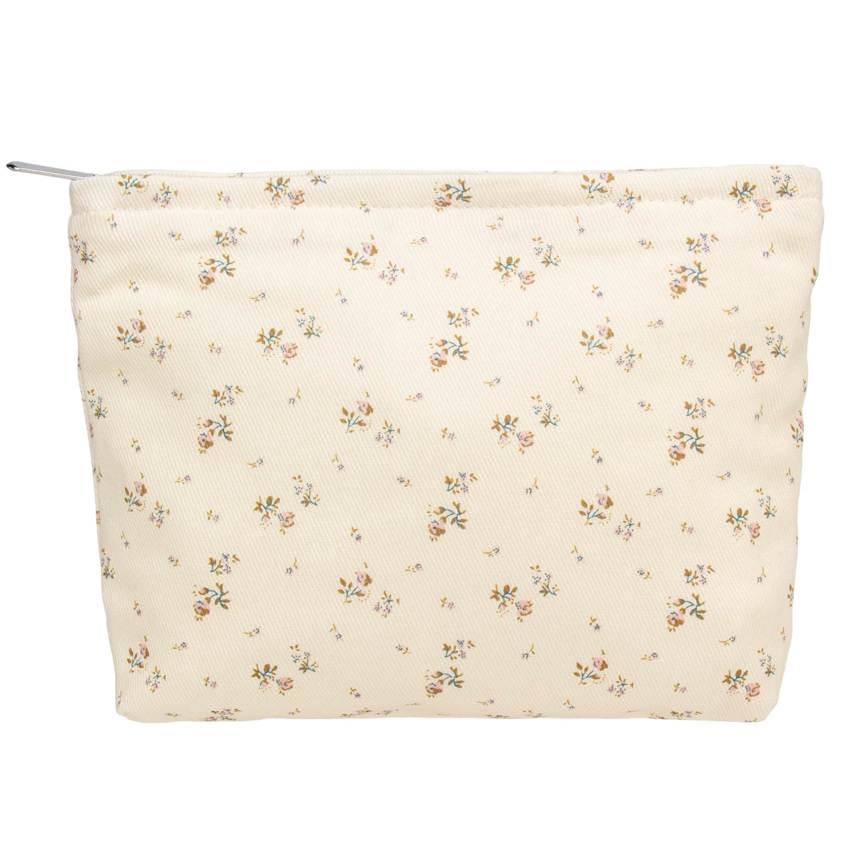 Trousse de maquillage plate PAZIMIIK beige avec motif floral, vue avant