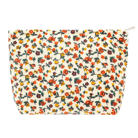 Trousse de maquillage plate PAZIMIIK florale blanche vue de face