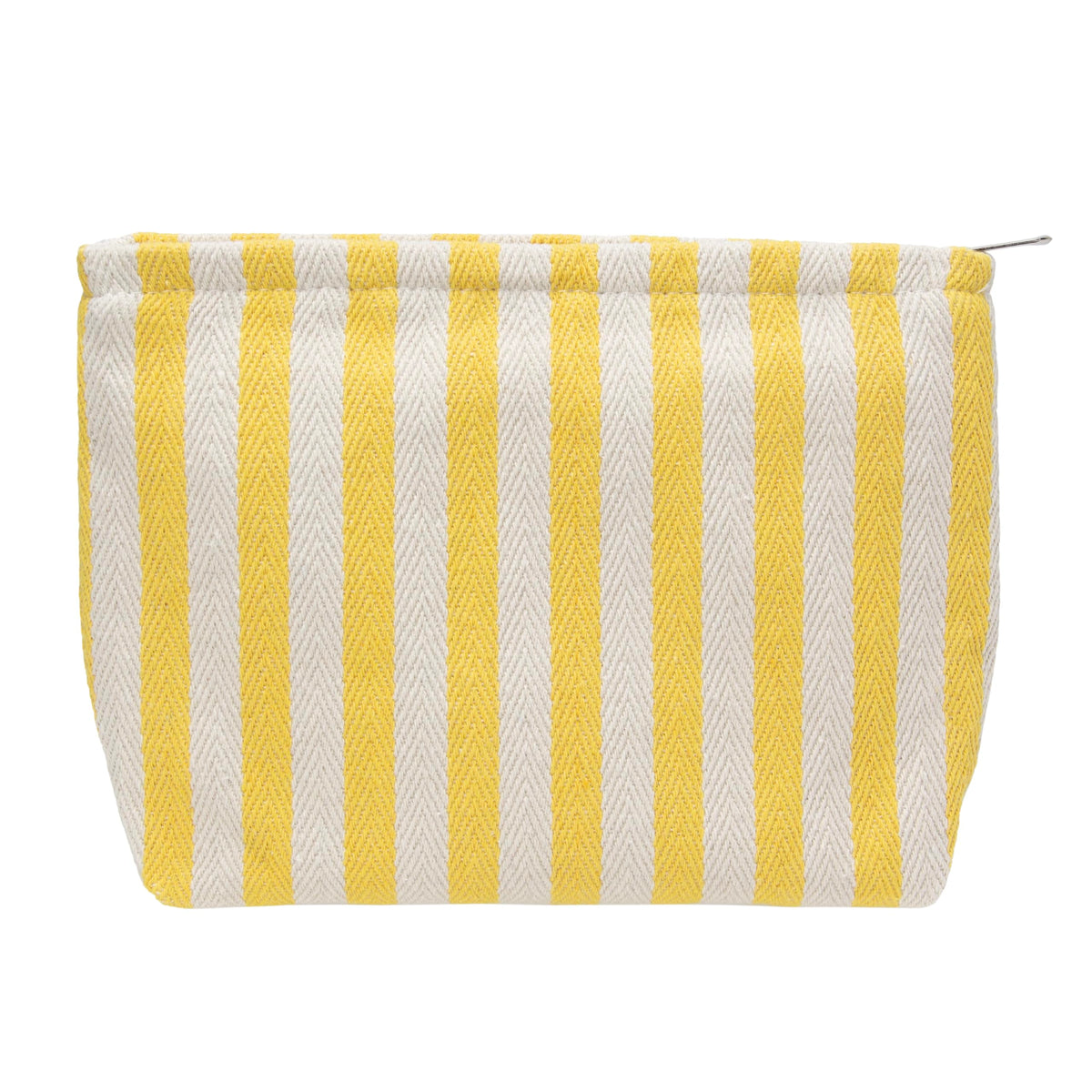 Trousse de maquillage plate PAZIMIIK jaune à rayures, vue de face