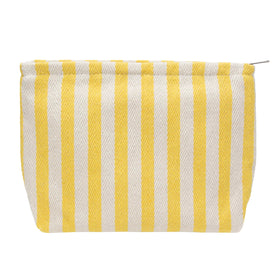 Trousse de maquillage plate PAZIMIIK jaune à rayures, vue de face