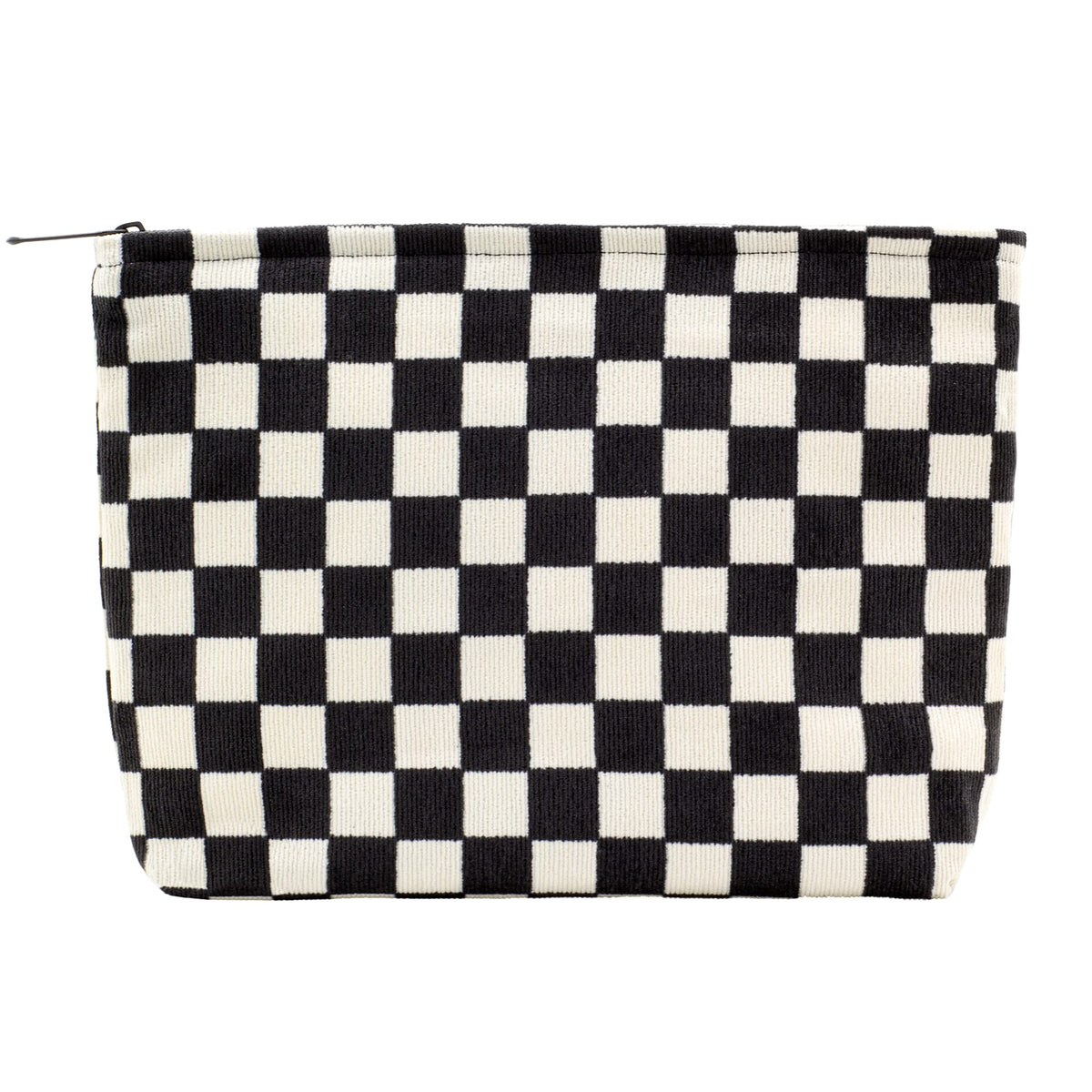 Trousse de maquillage plate PAZIMIIK noire à carreaux vue de face