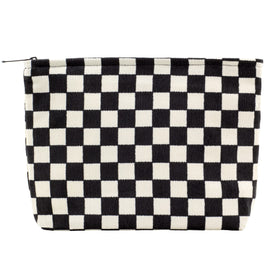 Trousse de maquillage plate PAZIMIIK noire à carreaux vue de face