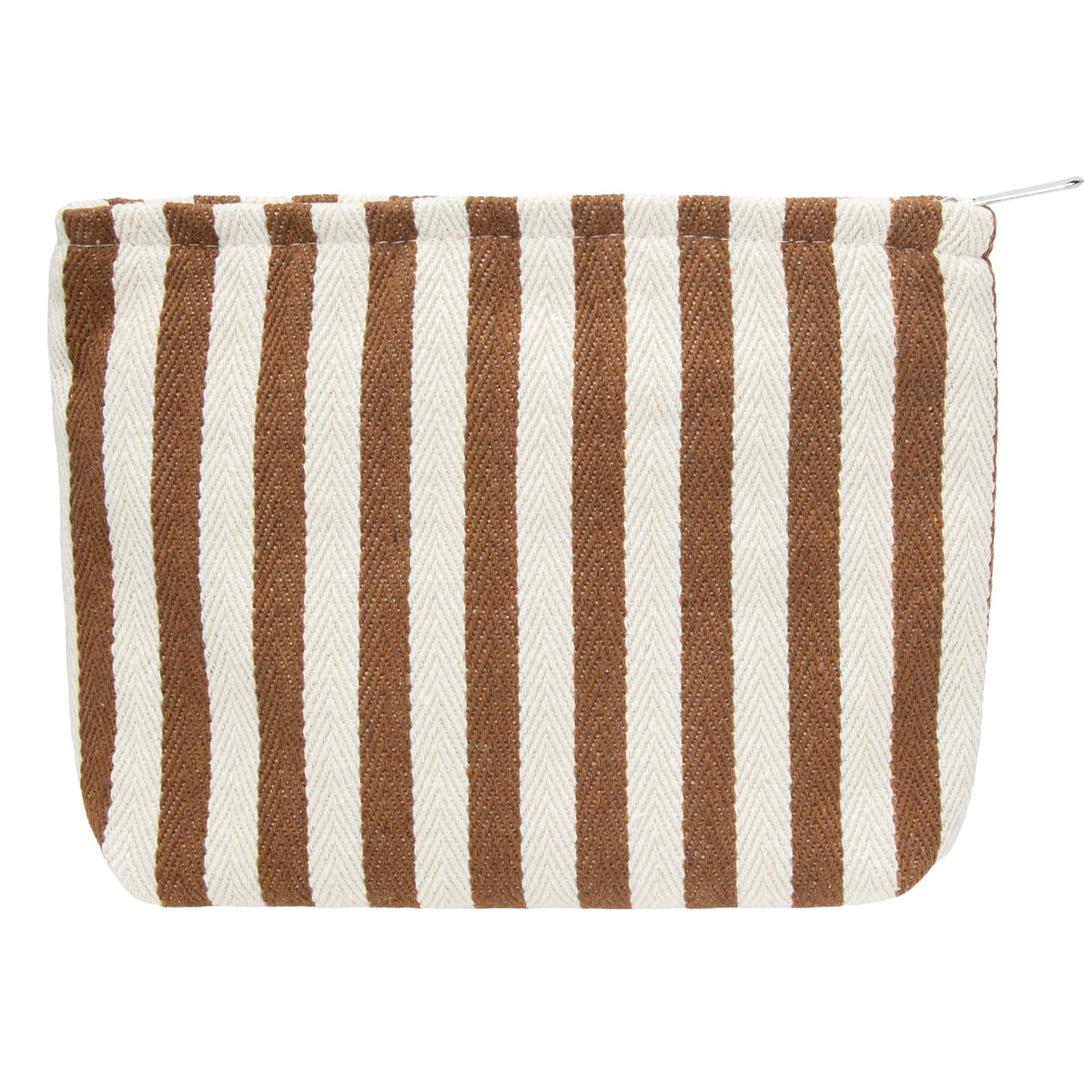 Trousse de maquillage plate PAZIMIIK rayée café vue de face
