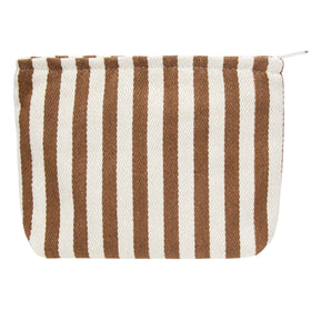 Trousse de maquillage plate PAZIMIIK rayée café vue de face