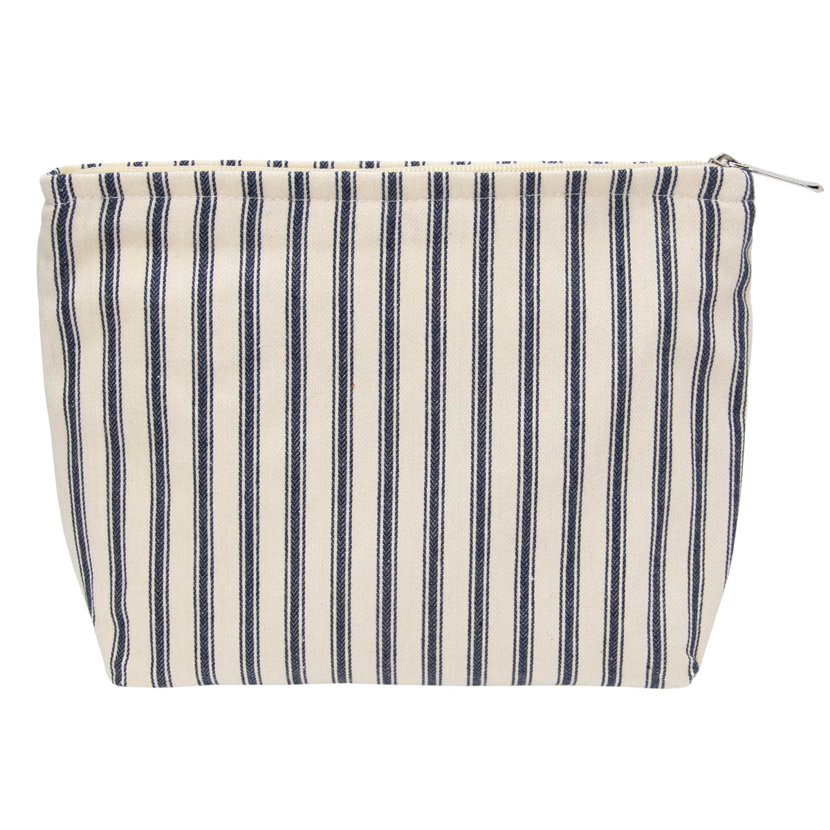 Trousse de maquillage plate PAZIMIIK rayures vintage bleu marine vue avant