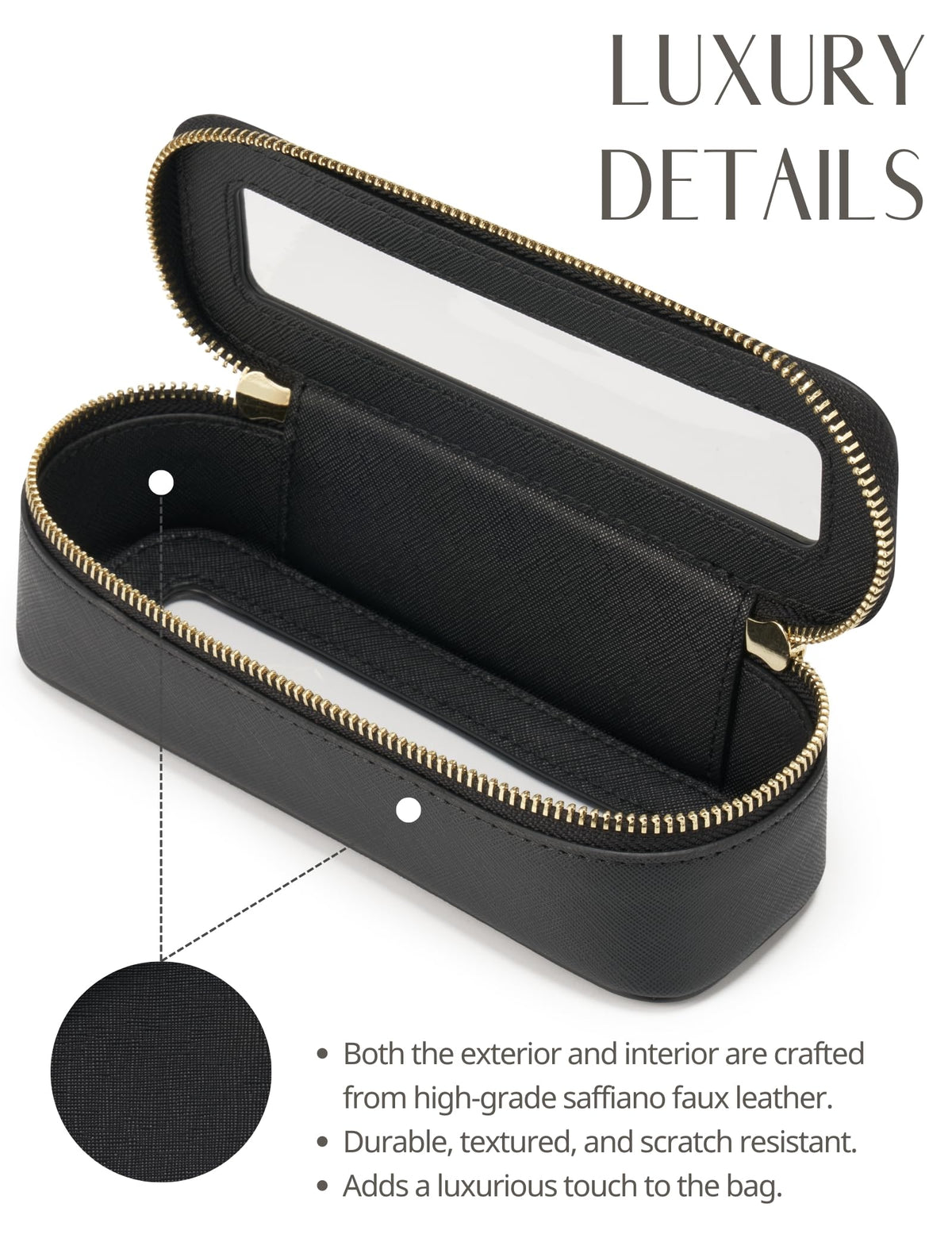 Trousse de maquillage Popvibe avec accents métalliques en or