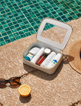 Trousse de maquillage Popvibe en cuir synthétique avec accents dorés