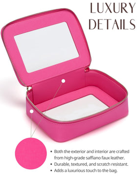 Trousse de maquillage Popvibe posée sur une table avec des accessoires de beauté