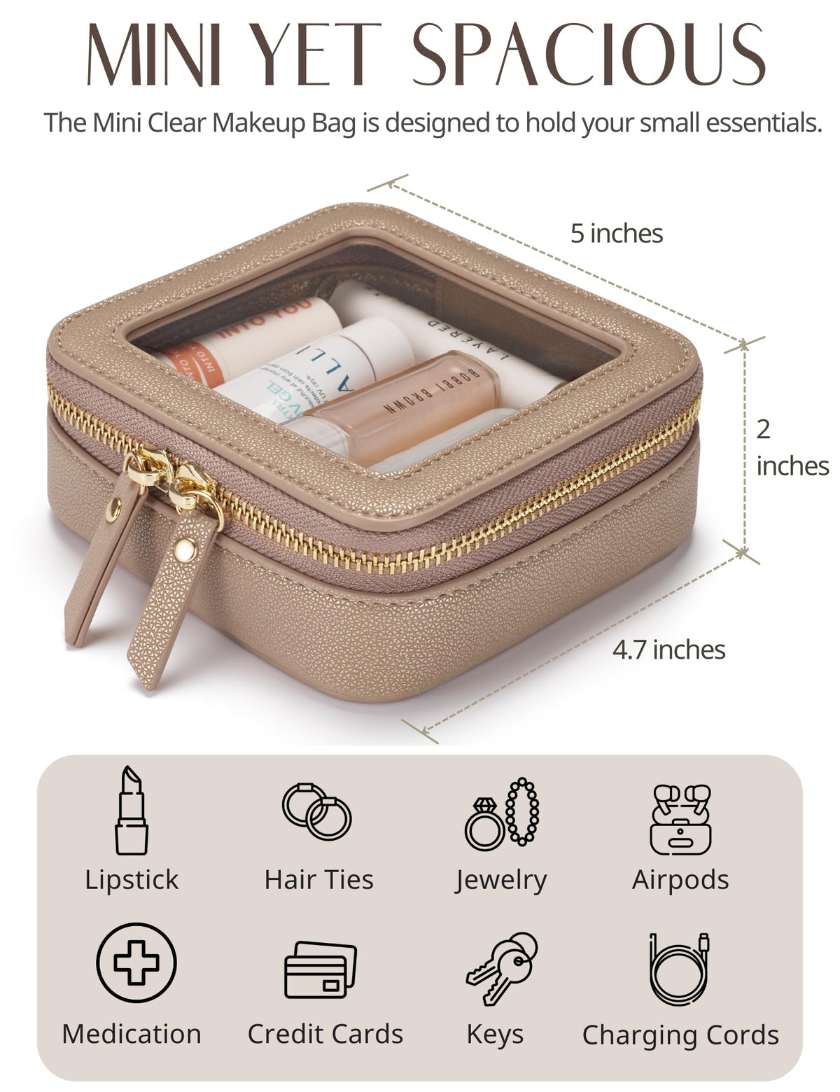 Trousse de maquillage Popvibe sur une table avec divers produits de beauté