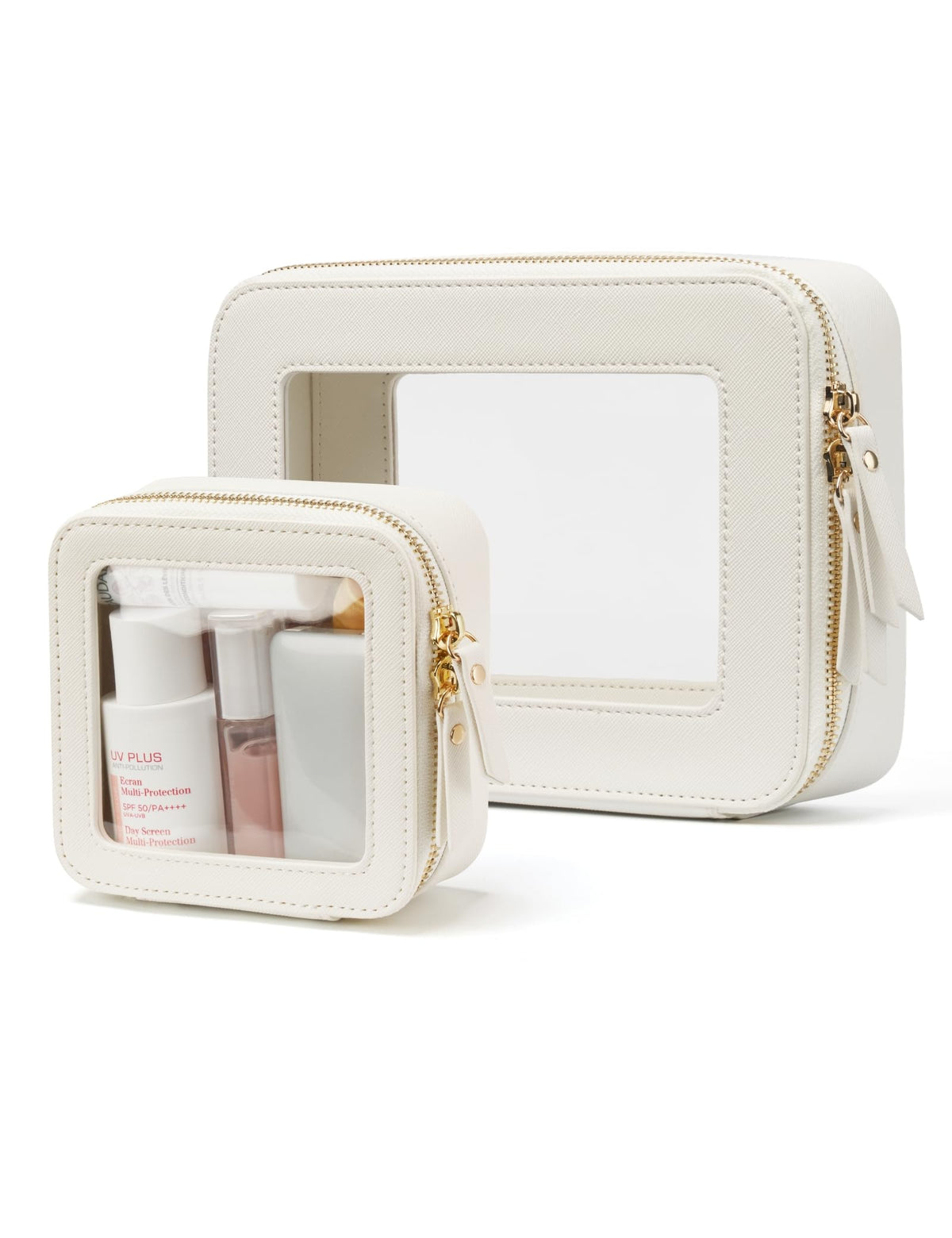 Trousse de maquillage Popvibe transparente mini et moyenne vue de face
