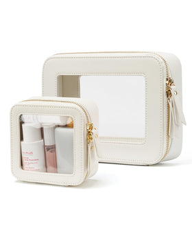 Trousse de maquillage Popvibe transparente mini et moyenne vue de face