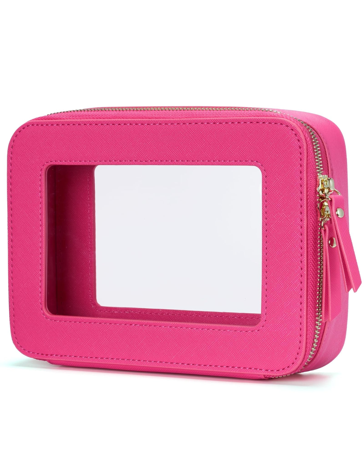Trousse de maquillage Popvibe transparente vue avant avec fermeture éclair
