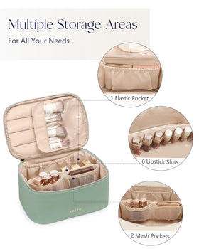 Trousse de maquillage Prite ouverte avec produits de beauté