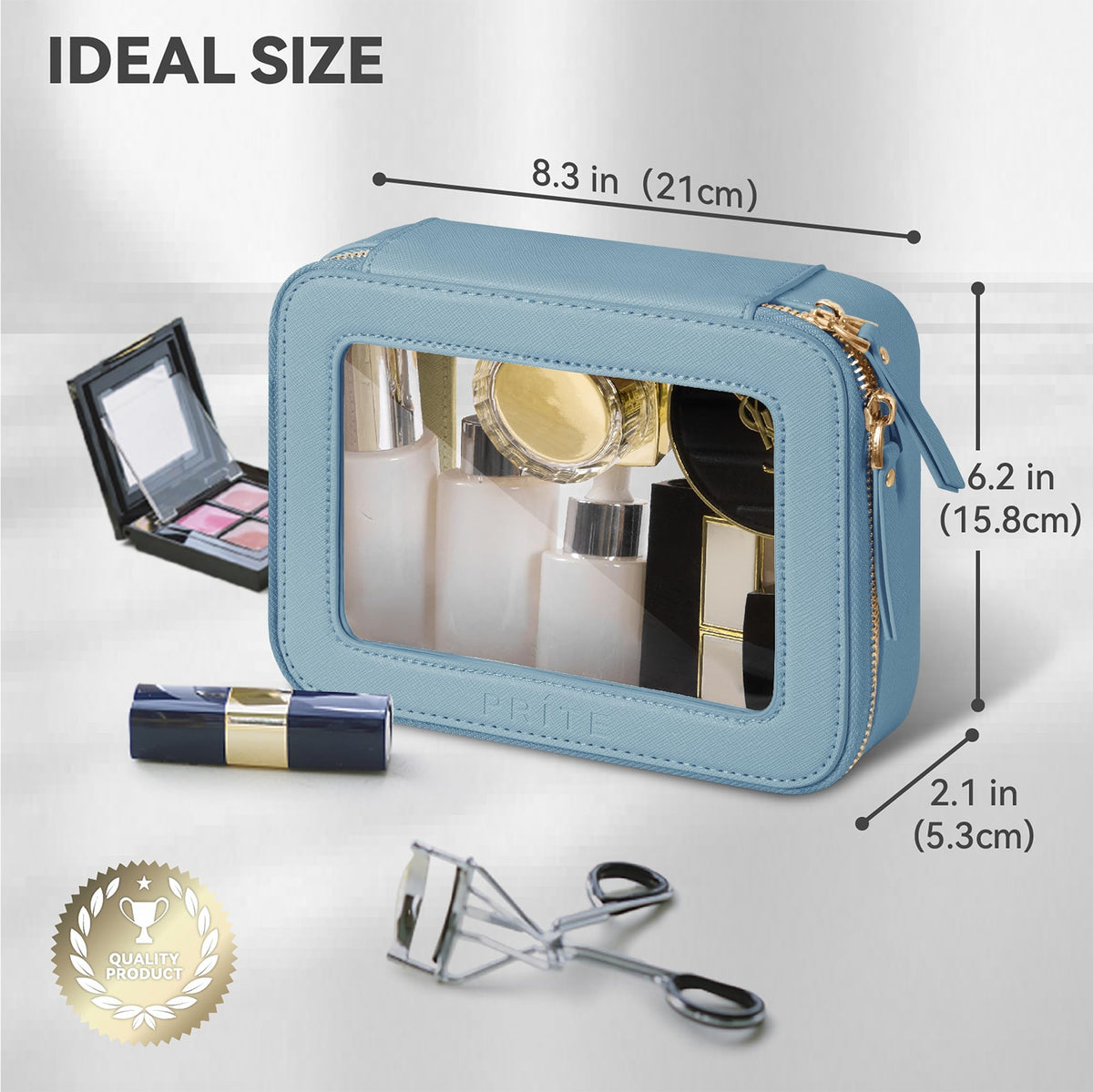 Trousse de maquillage Prite ouverte montrant l'intérieur spacieux