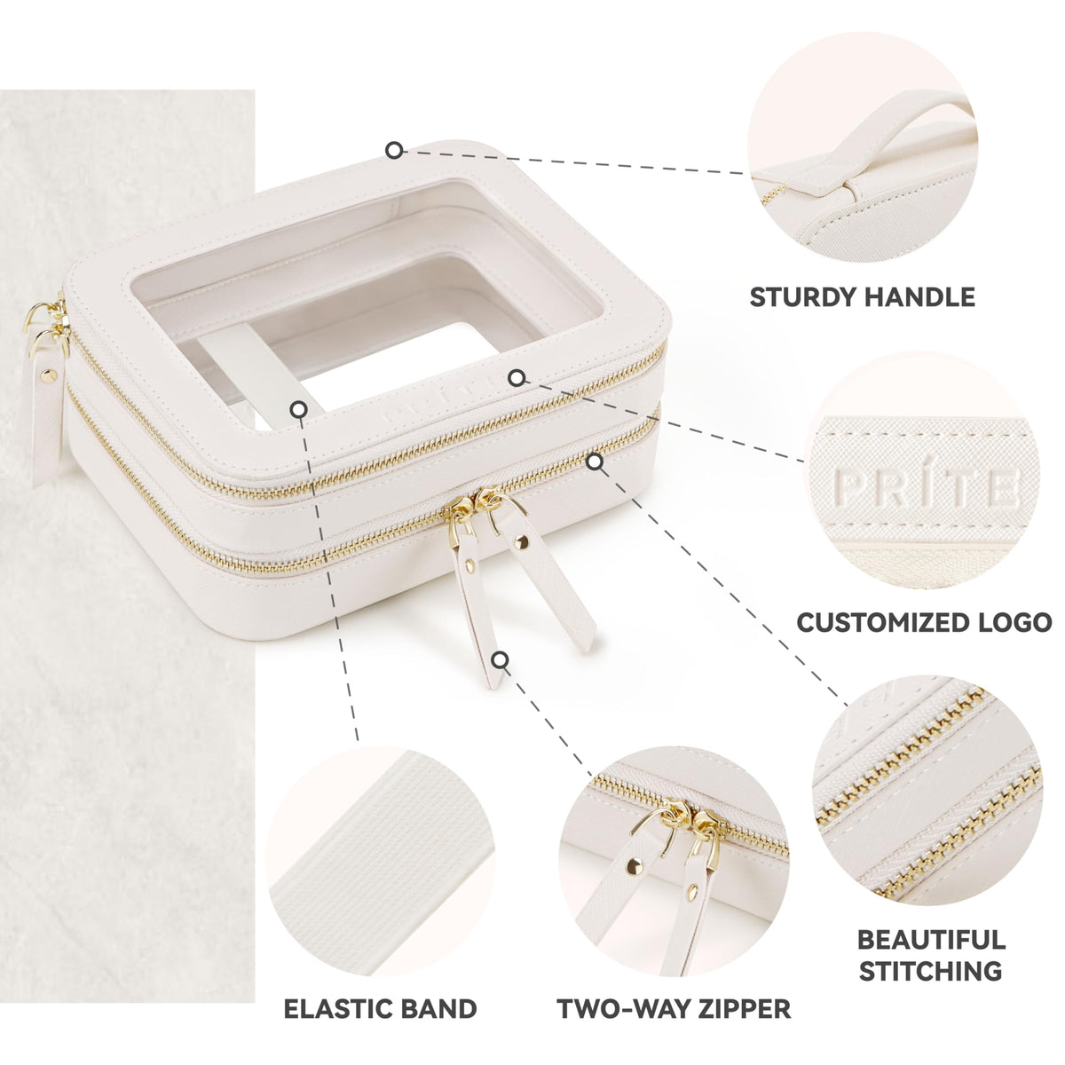 Trousse de maquillage Prite sur une table avec produits de beauté