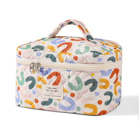 Trousse de maquillage quiltée uekeboag vue avant avec motif floral