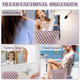Trousse de maquillage rayée ZLFSRQ vue de côté avec fermeture éclair