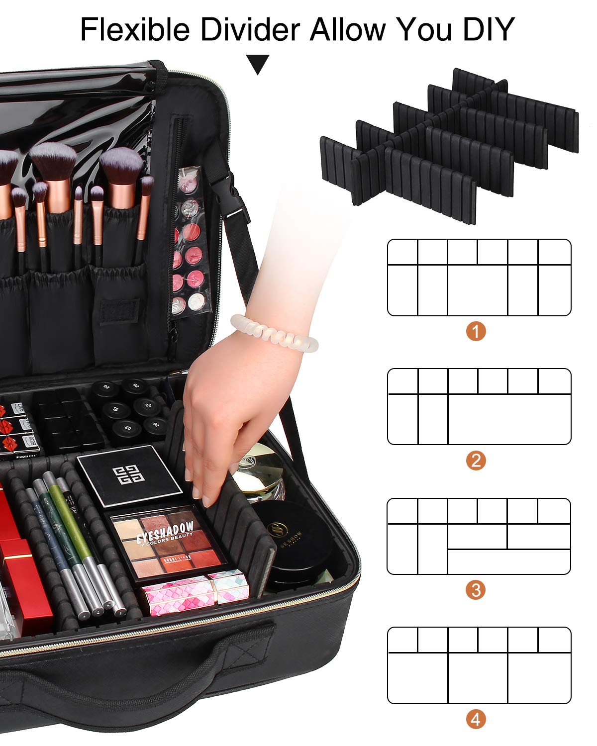 Trousse de maquillage Relavel avec bandoulière en utilisation