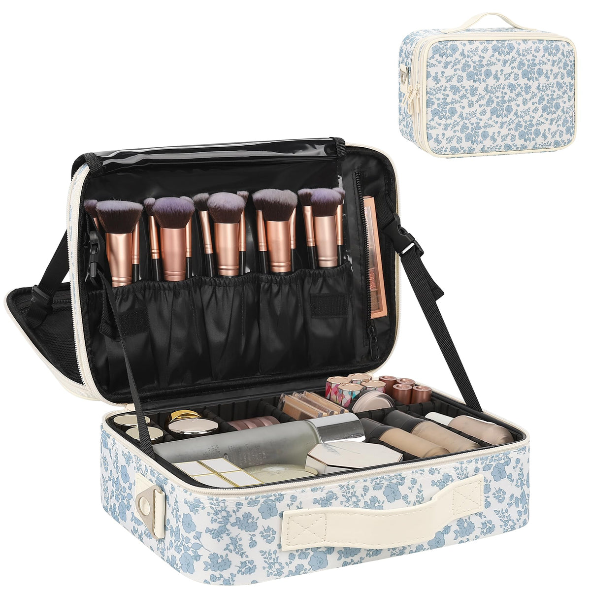 Trousse de maquillage Relavel avec design floral vue de face
