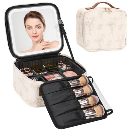 Trousse de maquillage Relavel avec miroir LED et motif de fleur de lys