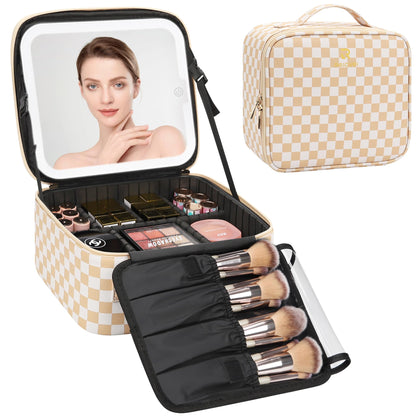 Trousse de maquillage Relavel beige avec miroir LED 4K