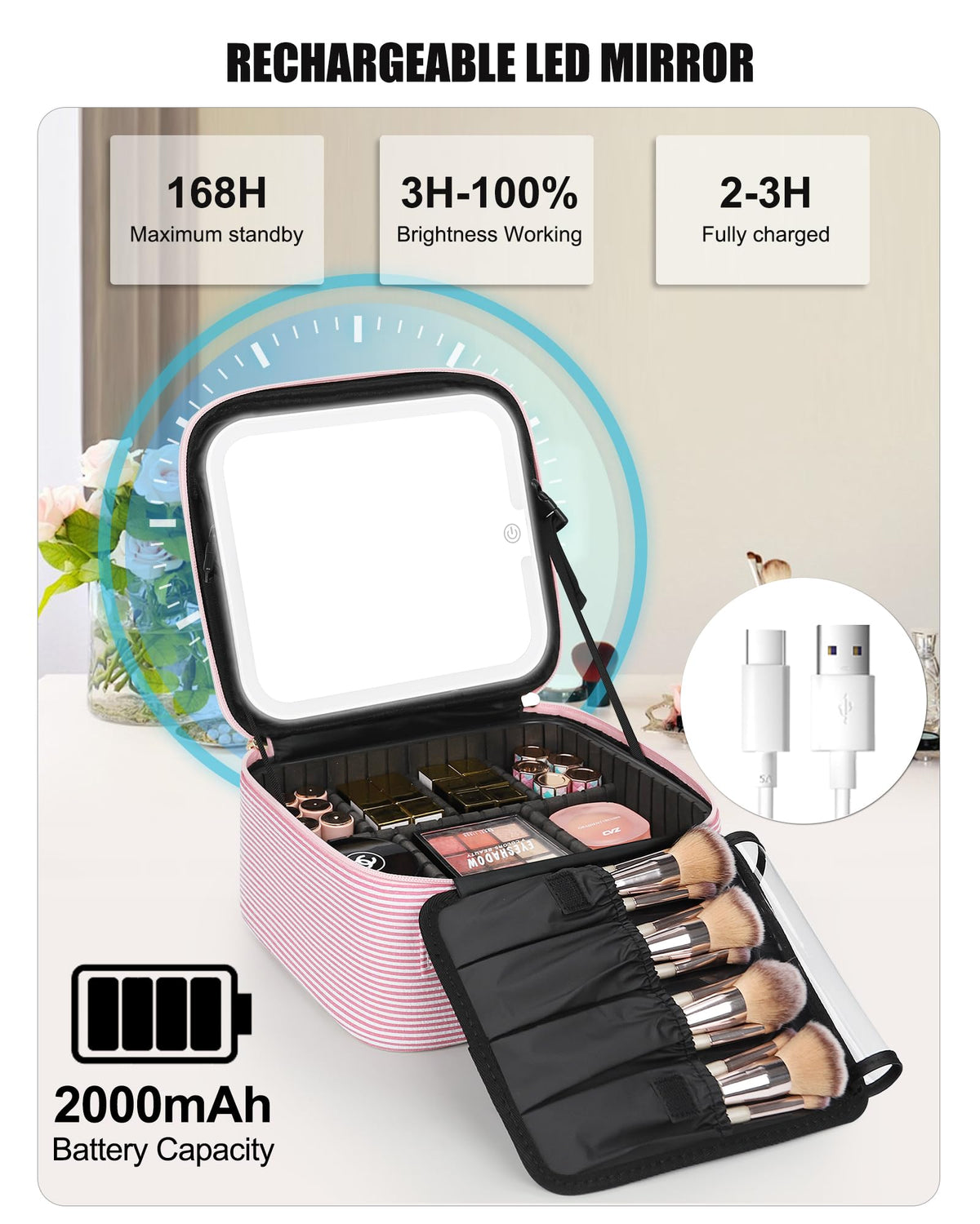 Trousse de maquillage Relavel en couleur argentée