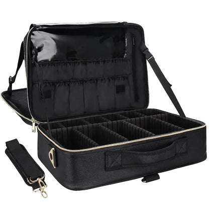Trousse de maquillage Relavel en cuir noir vue de face