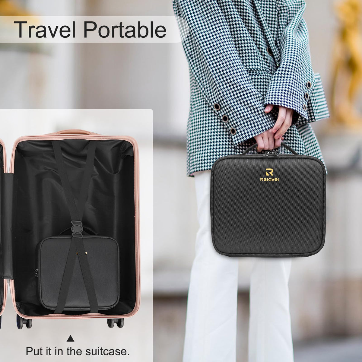 Trousse de maquillage Relavel en situation de voyage
