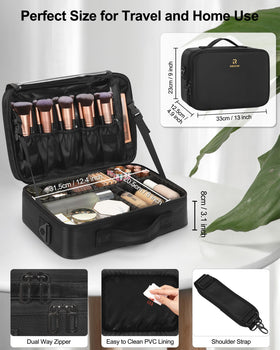 Trousse de maquillage Relavel en situation de voyage, avec des cosmétiques à l'intérieur