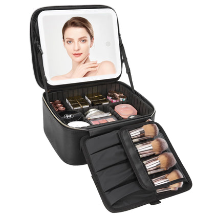 Trousse de maquillage Relavel noire avec miroir LED