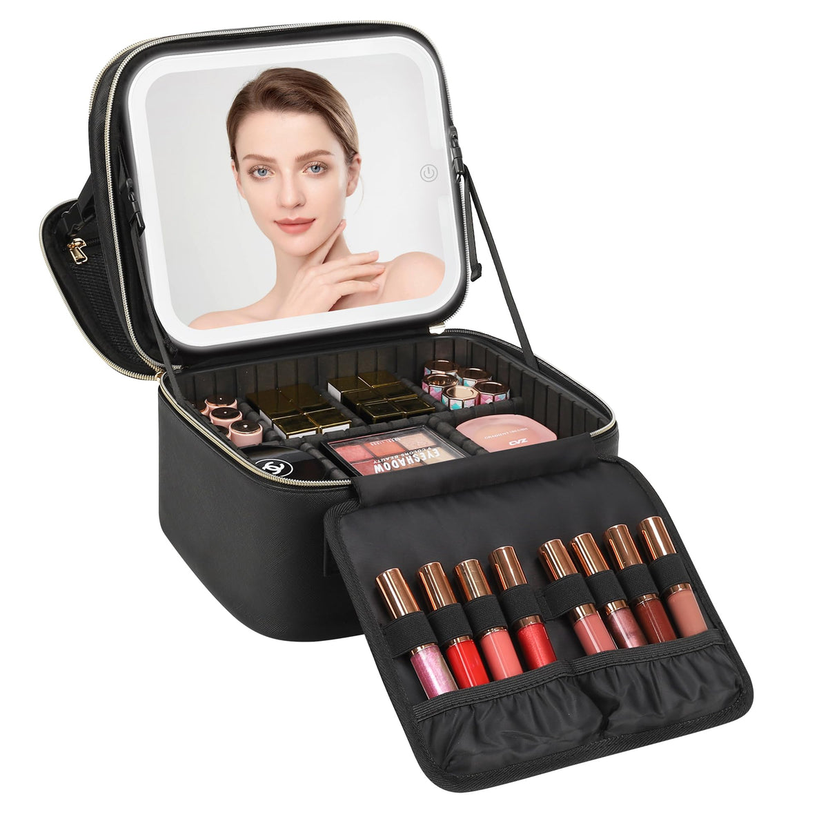 Trousse de maquillage Relavel noire avec miroir LED