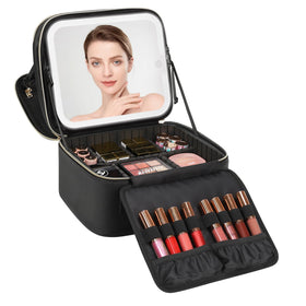 Trousse de maquillage Relavel noire avec miroir LED