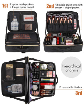 Trousse de maquillage Relavel ouverte avec produits organisés