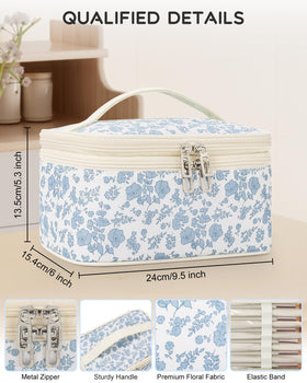 Trousse de maquillage Relavel ouverte montrant les compartiments