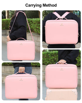 Trousse de maquillage Relavel ouverte montrant les diviseurs amovibles