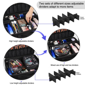 Trousse de maquillage Relavel ouverte montrant plusieurs compartiments
