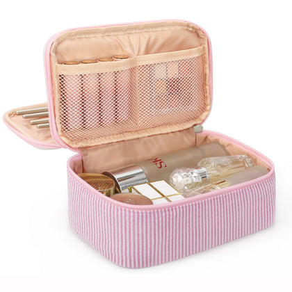 Trousse de maquillage Relavel rose vue avant avec double couche