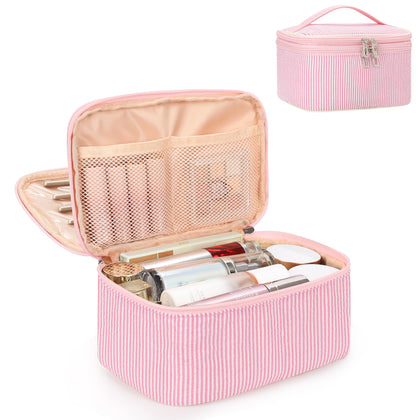 Trousse de maquillage Relavel rose vue avant avec fermeture éclair