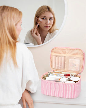 Trousse de maquillage Relavel vue arrière avec poches en mesh