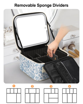 Trousse de maquillage Relavel vue de côté avec accessoires de beauté