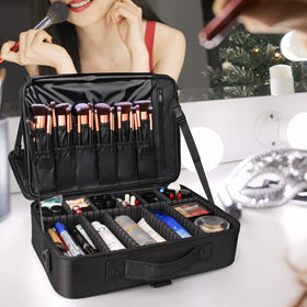 Trousse de maquillage Relavel vue de dessus, fermée avec une poignée