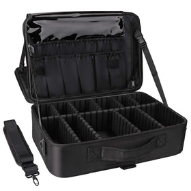 Trousse de maquillage Relavel vue de face, avec fermeture éclair et compartiments