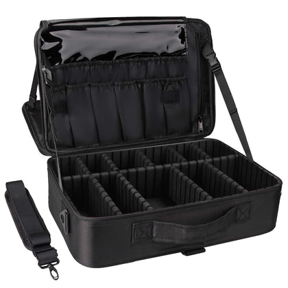 Trousse de maquillage Relavel vue de face, avec fermeture éclair et compartiments