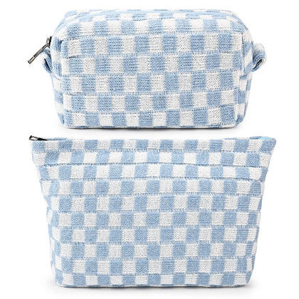 Trousse de maquillage SOIDRAM à carreaux bleus, vue avant