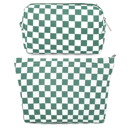 Trousse de maquillage SOIDRAM à carreaux olive verte, vue de face