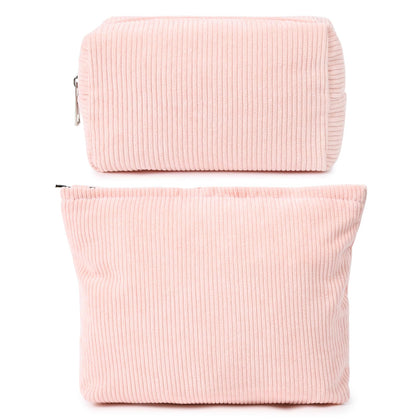 Trousse de maquillage SOIDRAM en velours côtelé rose vue de face