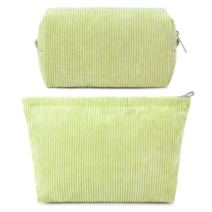 Trousse de maquillage SOIDRAM en velours côtelé vert clair, vue de face