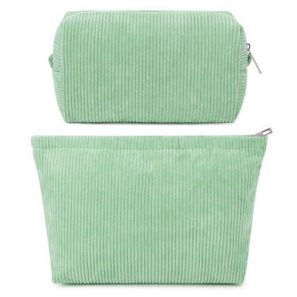 Trousse de maquillage SOIDRAM en velours côtelé vert vue de face